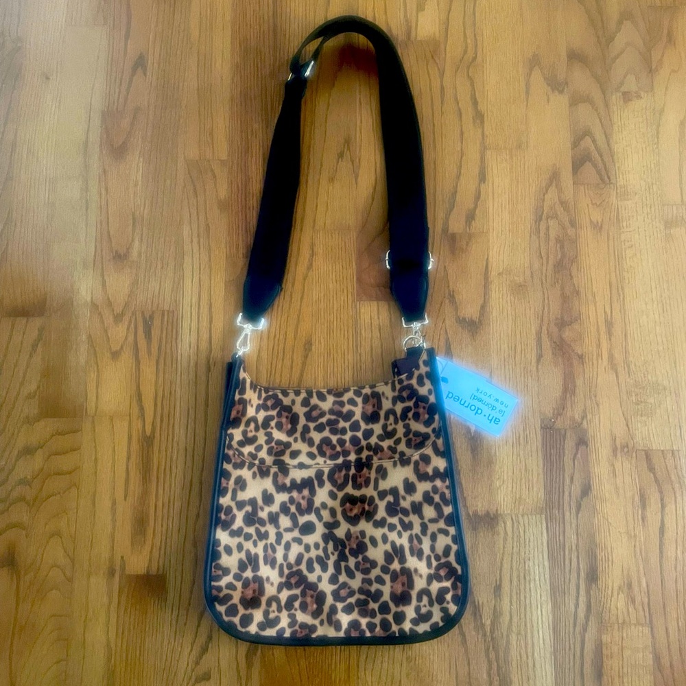 Ah-Dorned Messenger Bag Leopard Print Detachable Strap Purse Handbag NWT
